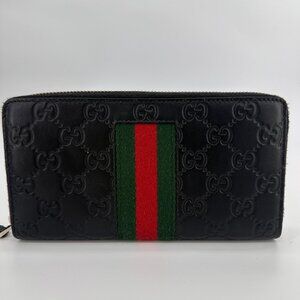 Gucci Guccissima Web Zip Around Wallet